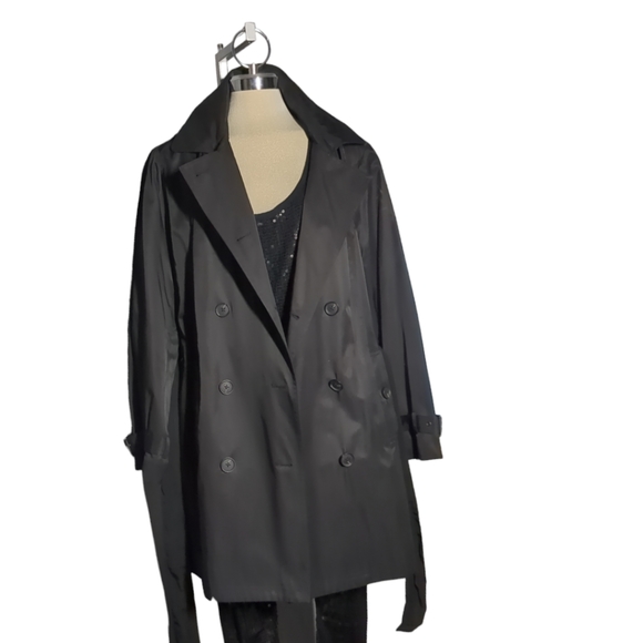 *New* Luxury Michael Kors Black Brested Trench Hoodie Coat Size XL - Picture 10 of 16